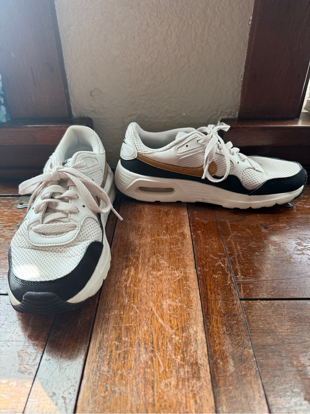 Women’s Athletic Sneakers in White, Black & Gold